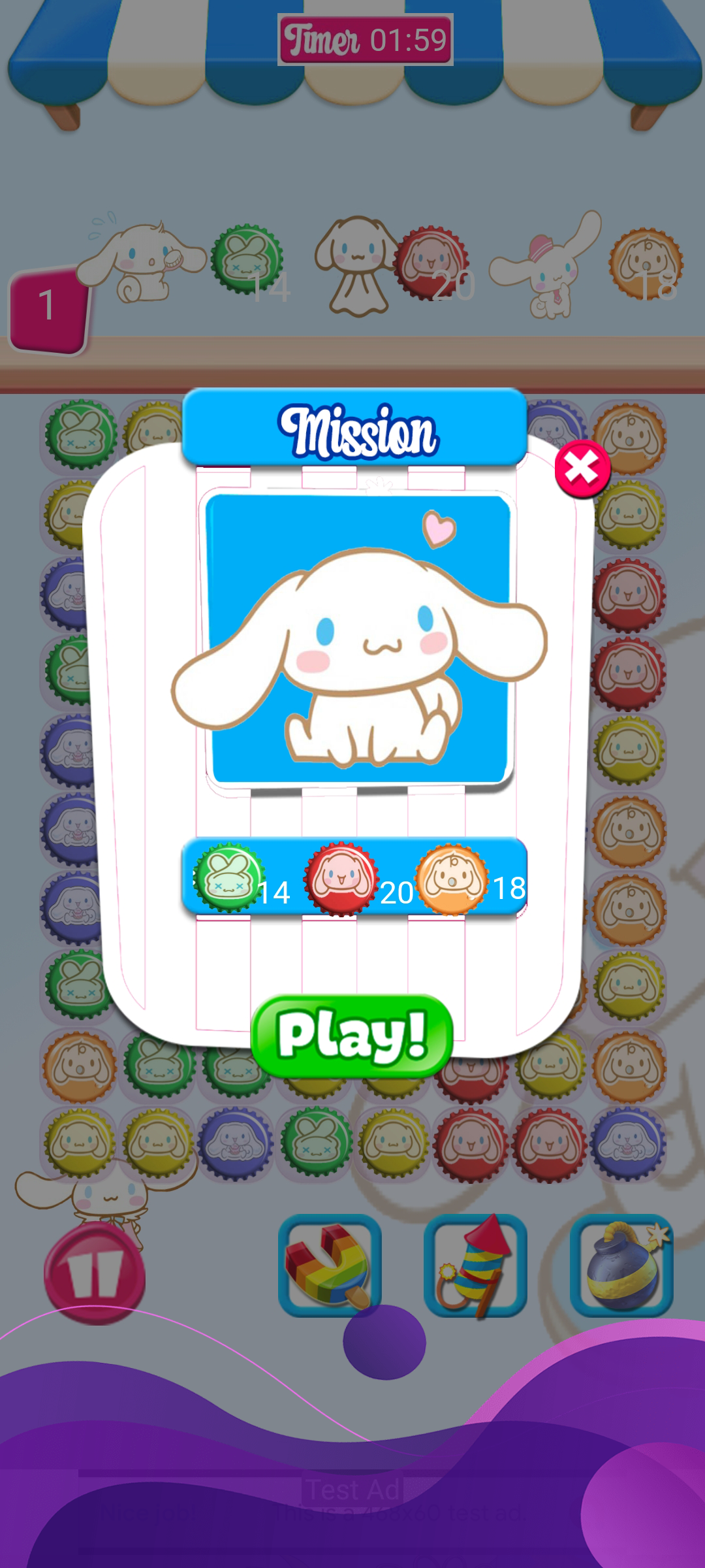 Cinnamoroll Tile Match Game Screenshot