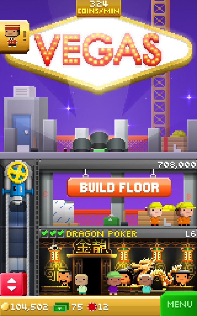 Tiny Tower Vegas 게임 스크린 샷