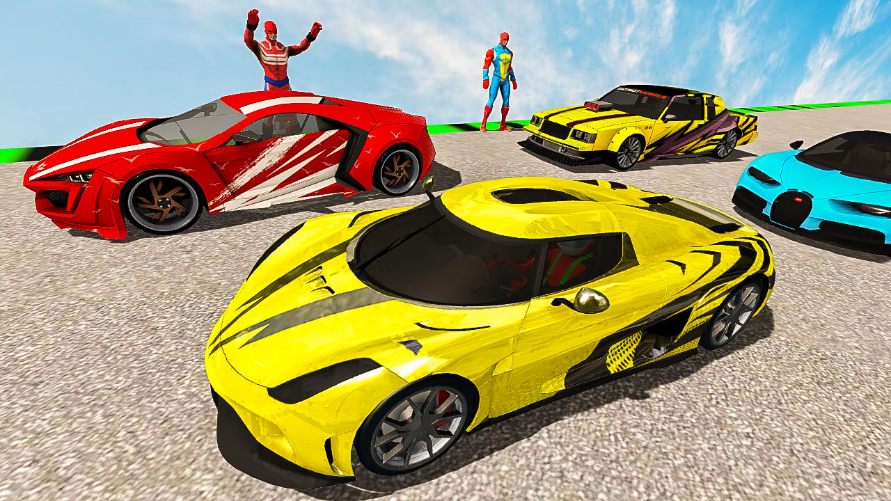 Superhero Car Stunt-Mega Ramp 게임 스크린샷