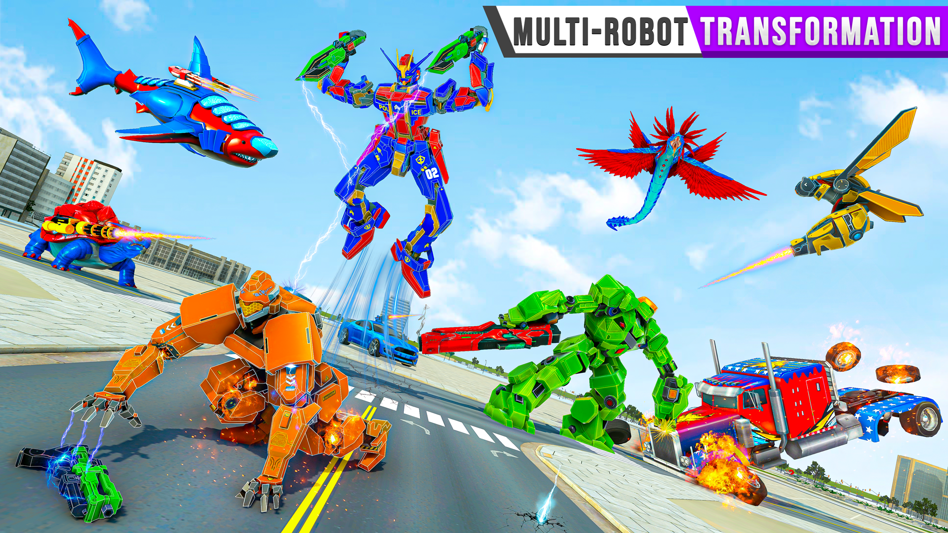 Police Shark Robot Car Game Game Screenshot