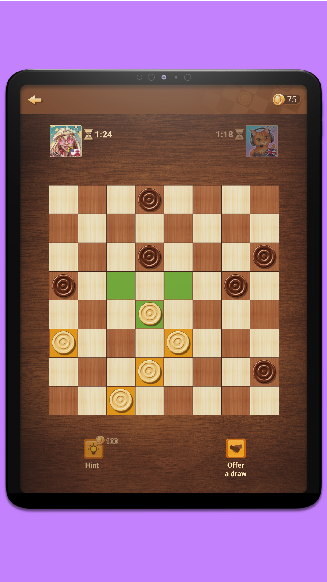 Checkers Online Game Screenshot