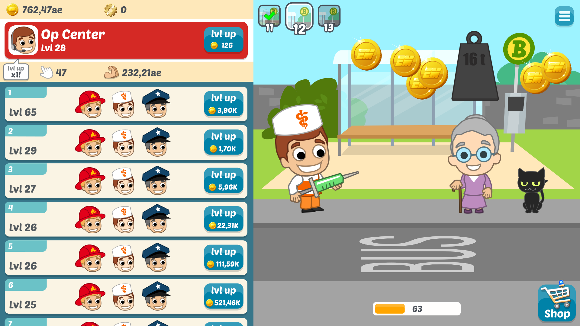 EMERGENCY Idle Tycoon – Granny, Cat & Thief Game Screenshot