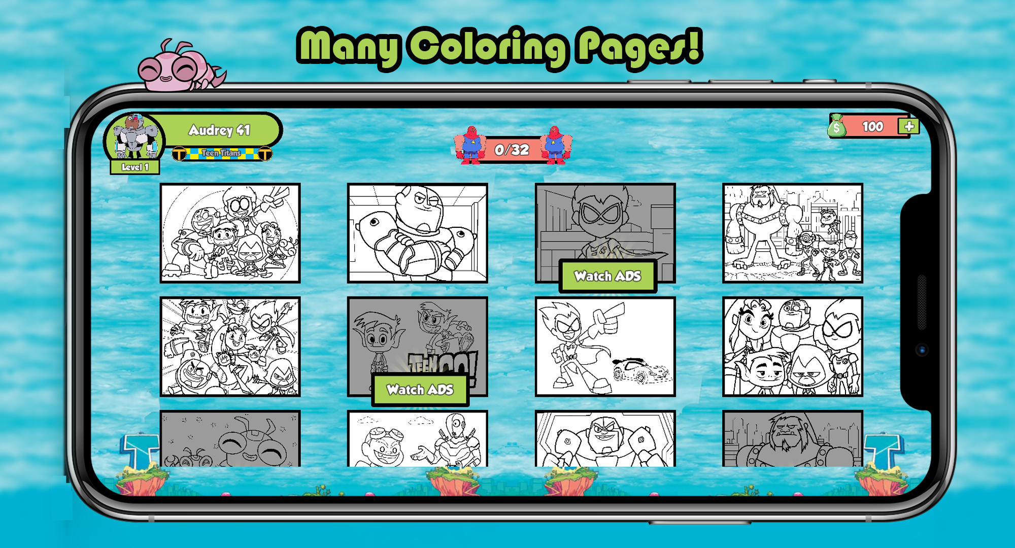 Teen Titans Coloring Game Screenshot