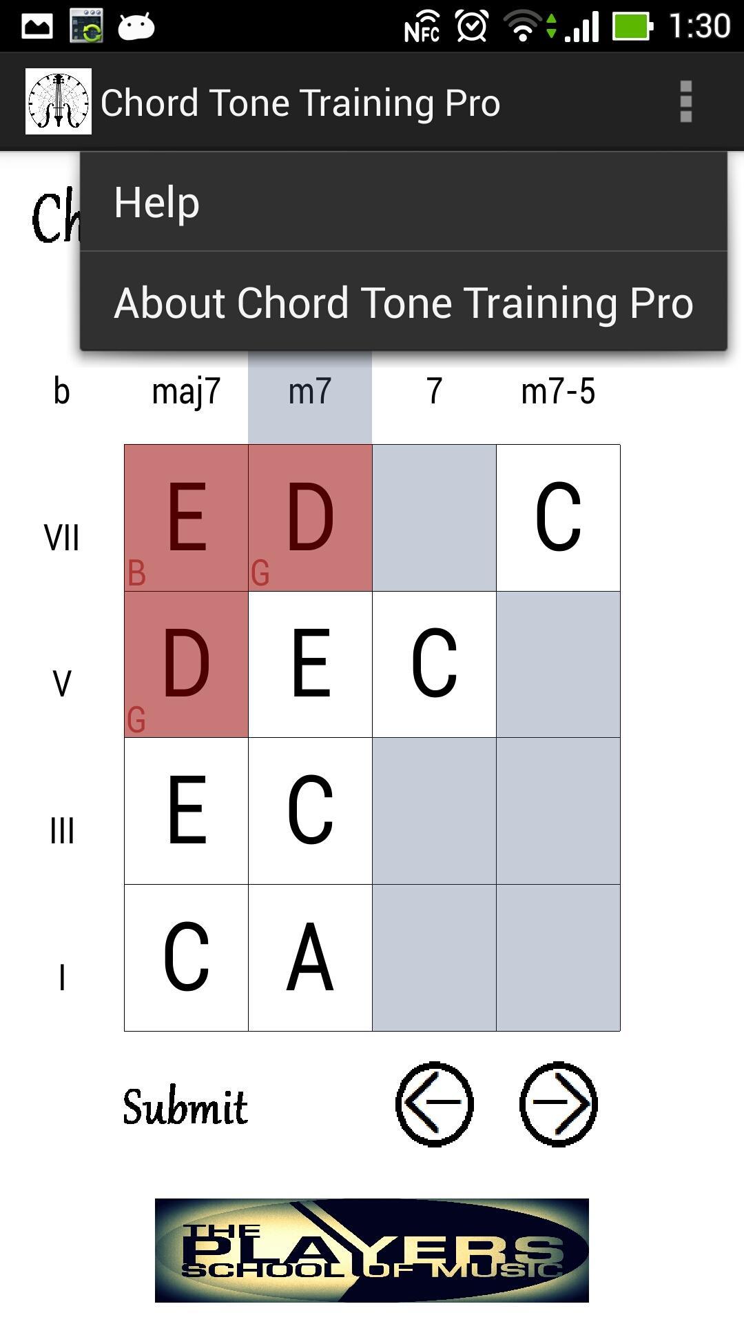 Screenshot of Chord Tone Training Pro