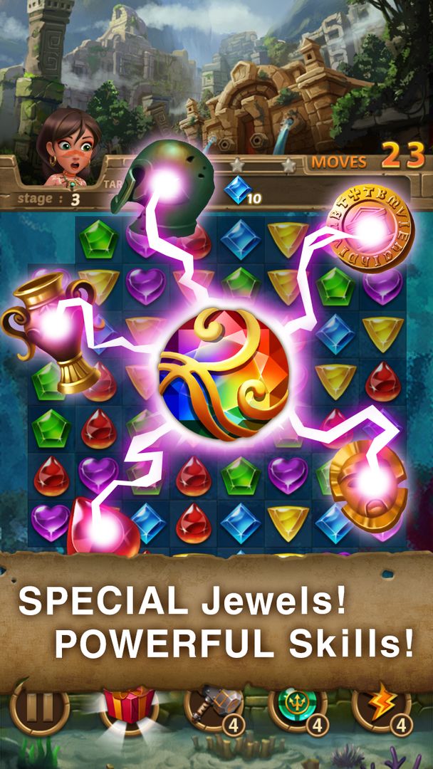 Screenshot of Jewels Atlantis: Match-3 Puzzle matching game