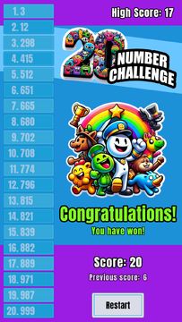 20 Number Challenge Game Game Screenshot