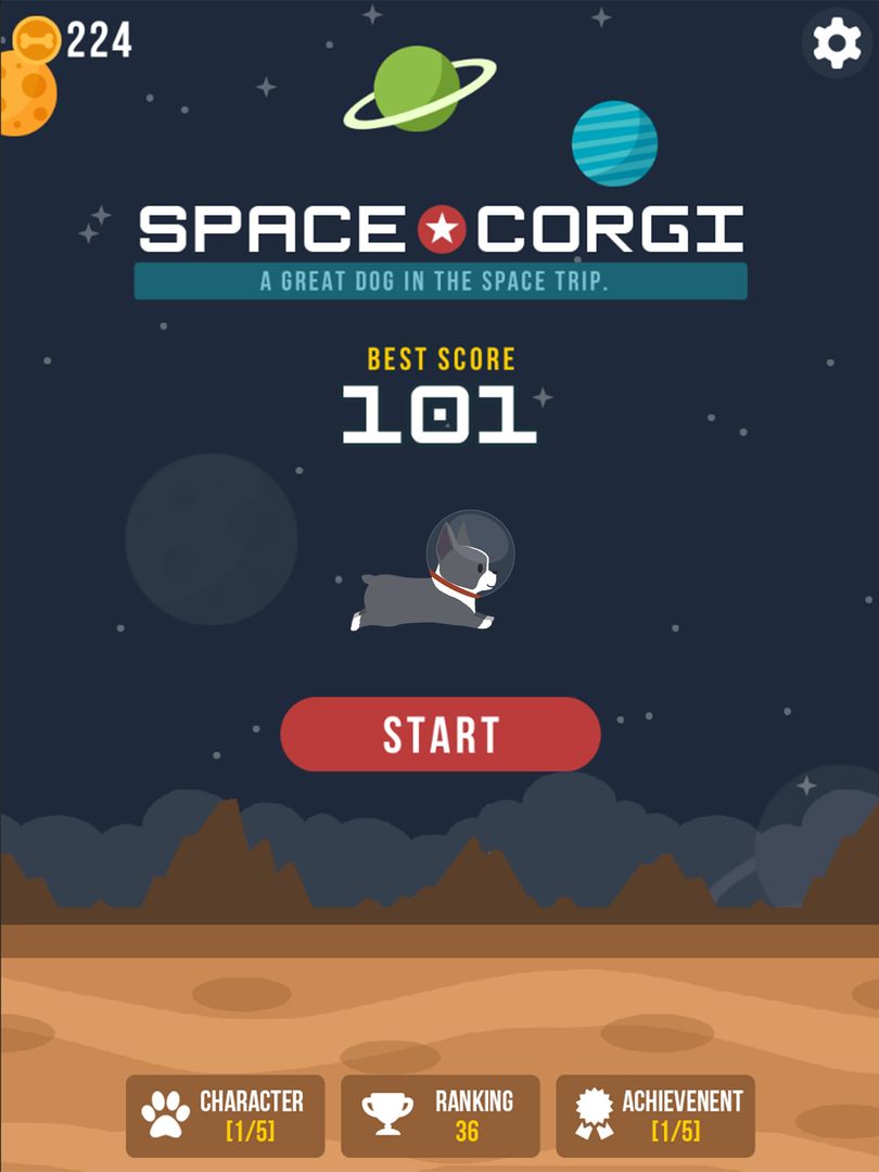 Screenshot of Space Corgi - Jumping Dogs