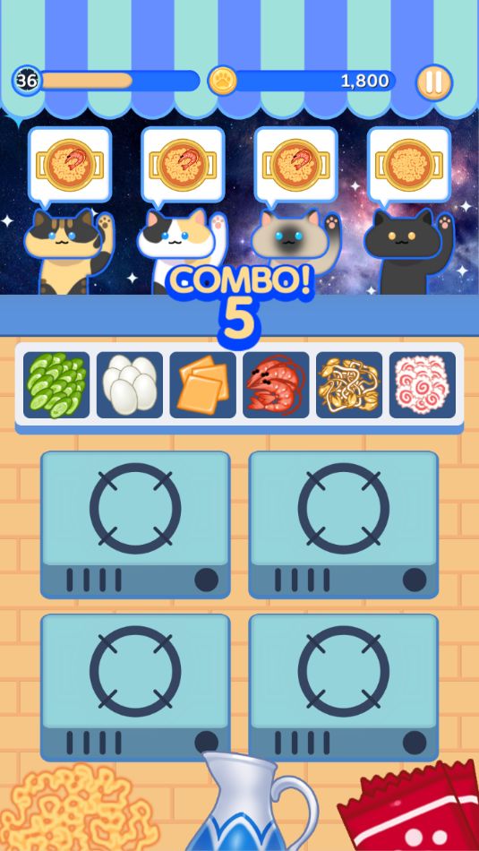 Screenshot of MEOWDLE - Cat,Noodle,Cooking