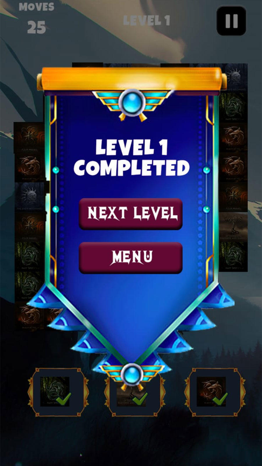 Match 3 - The Witcher Game Game Screenshot
