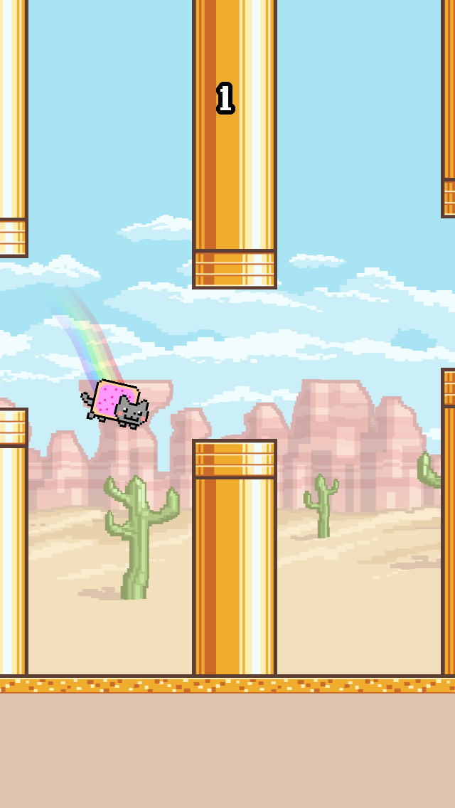 Flappy Nyan: flying cat wings 遊戲截圖