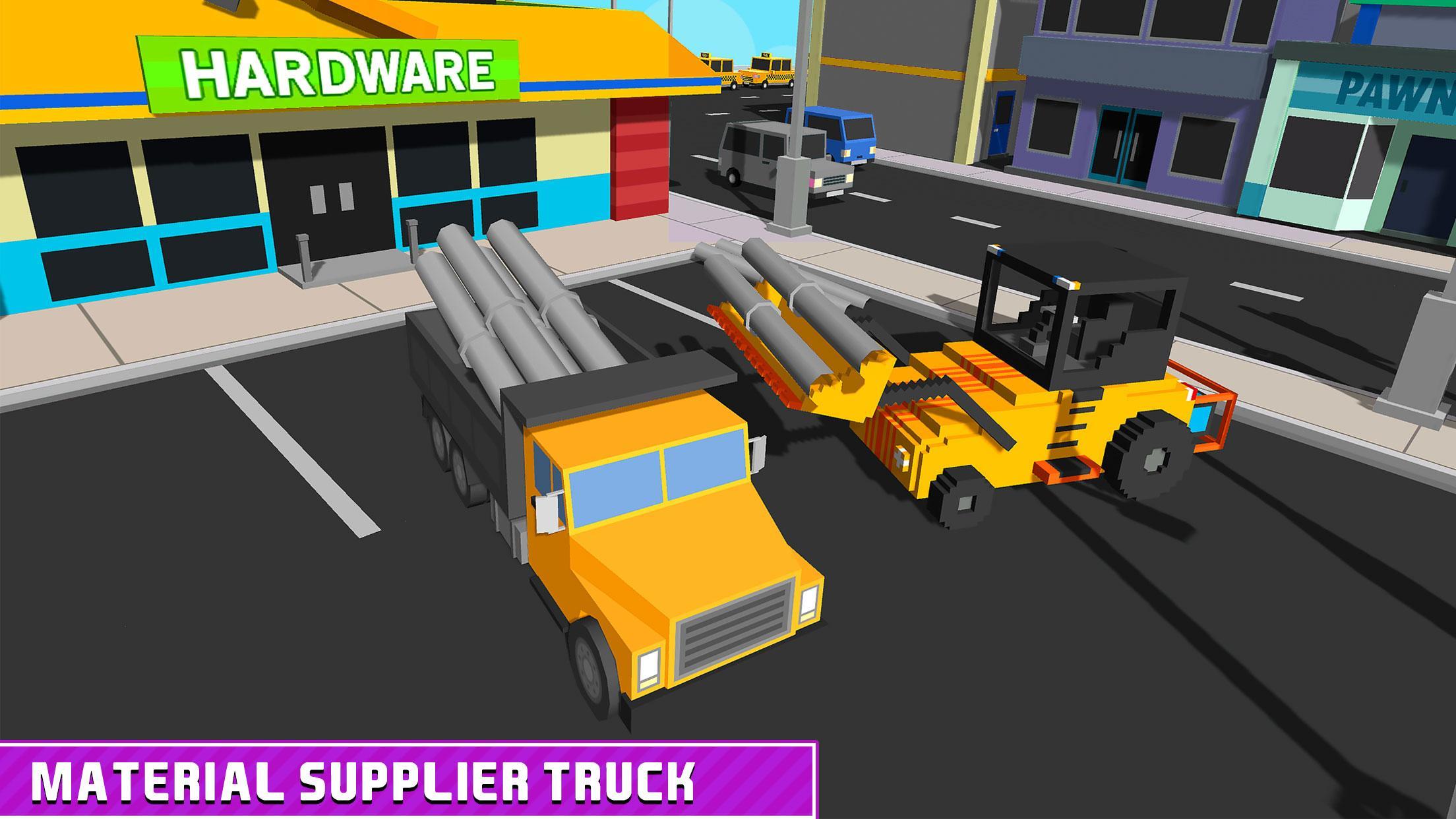 Blocky Highway Road Building Game Screenshot