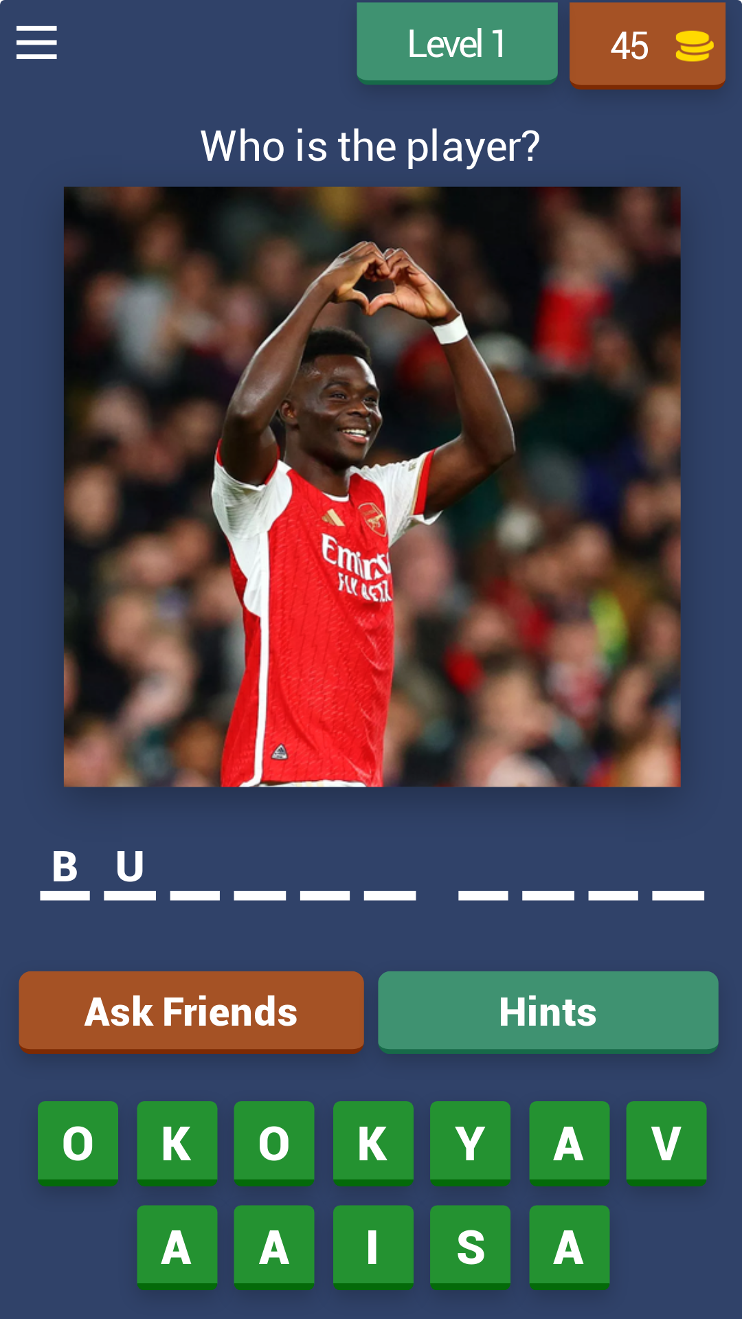 Arsenal Football Player Quiz Game Screenshot