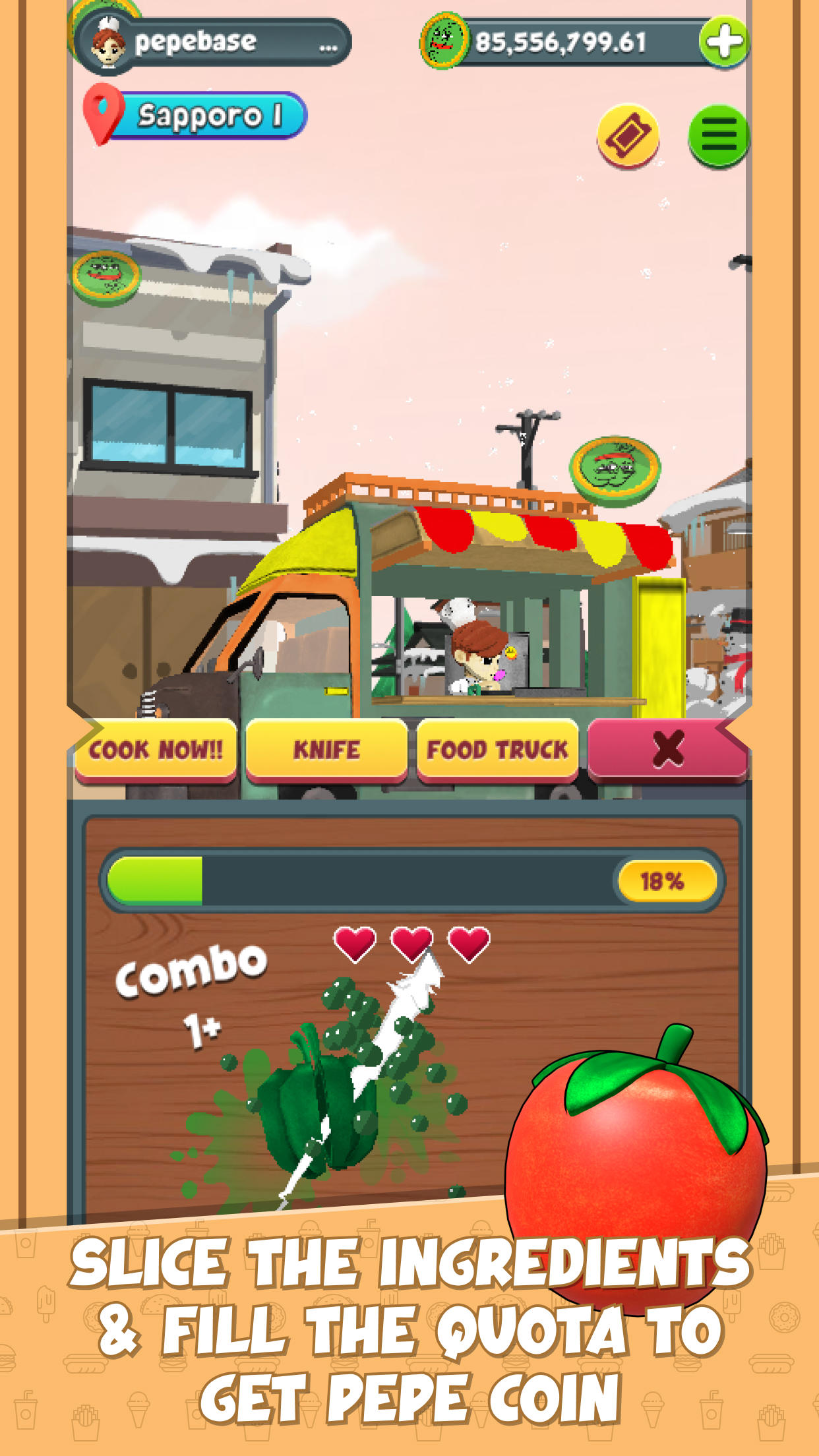 Pepe Bullish: Slash it 게임 스크린샷