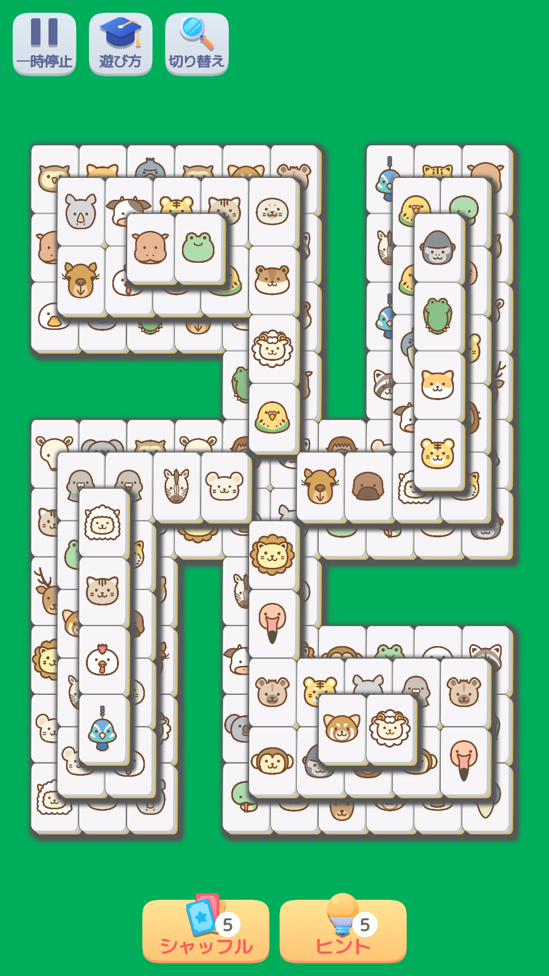 どうぶつ麻雀ソリティア: 記憶力,脳トレ Game Screenshot