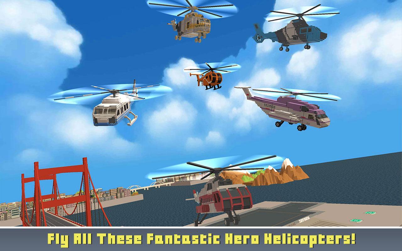 Blocky Helicopter City Heroes ภาพหน้าจอเกม