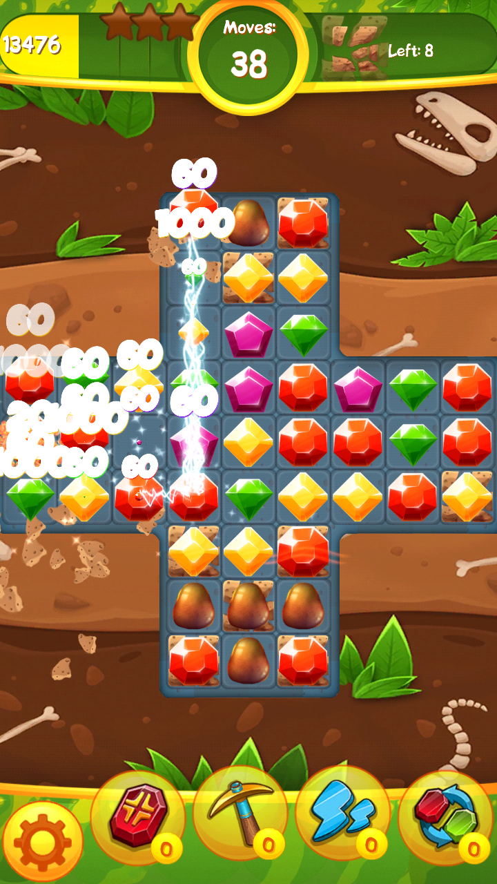 宝石ジャム:パズルの世界ディノ ゲームのスクリーンショット