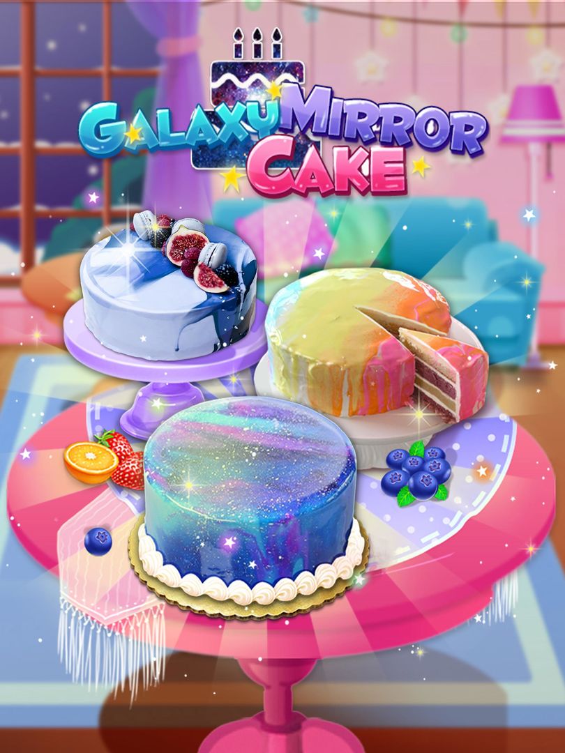 Galaxy Mirror Glaze Cake - Sweet Desserts Maker 게임 스크린 샷
