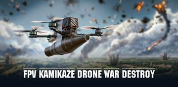 Banner of FPV war kamikaze drone destroy 