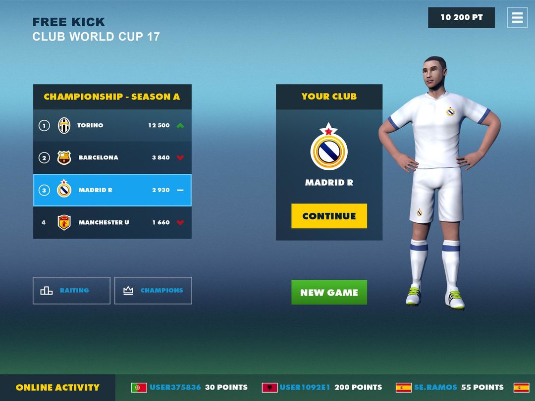 Screenshot of Free Kick Club World Cup 17