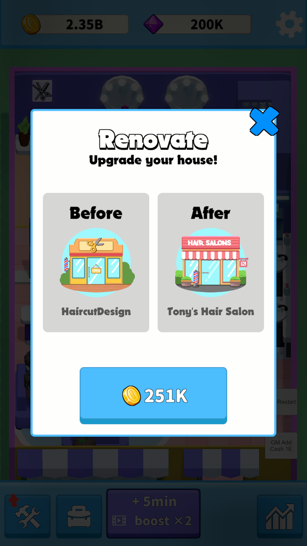 Idle Barber Shop Game Screenshot