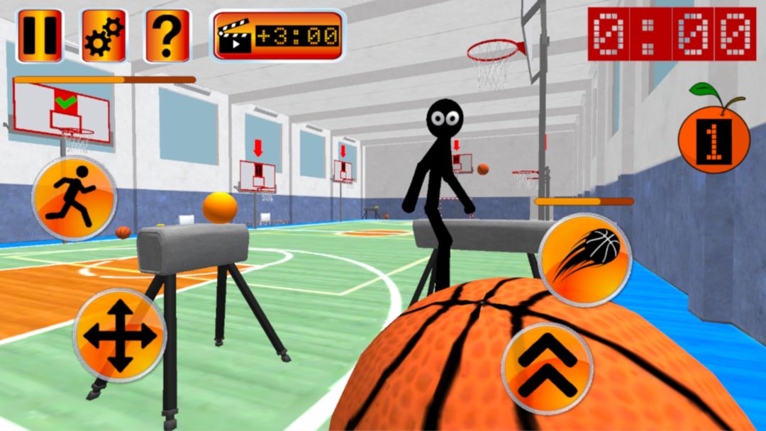 Screenshot of Stickman Teacher. Basketball Basics