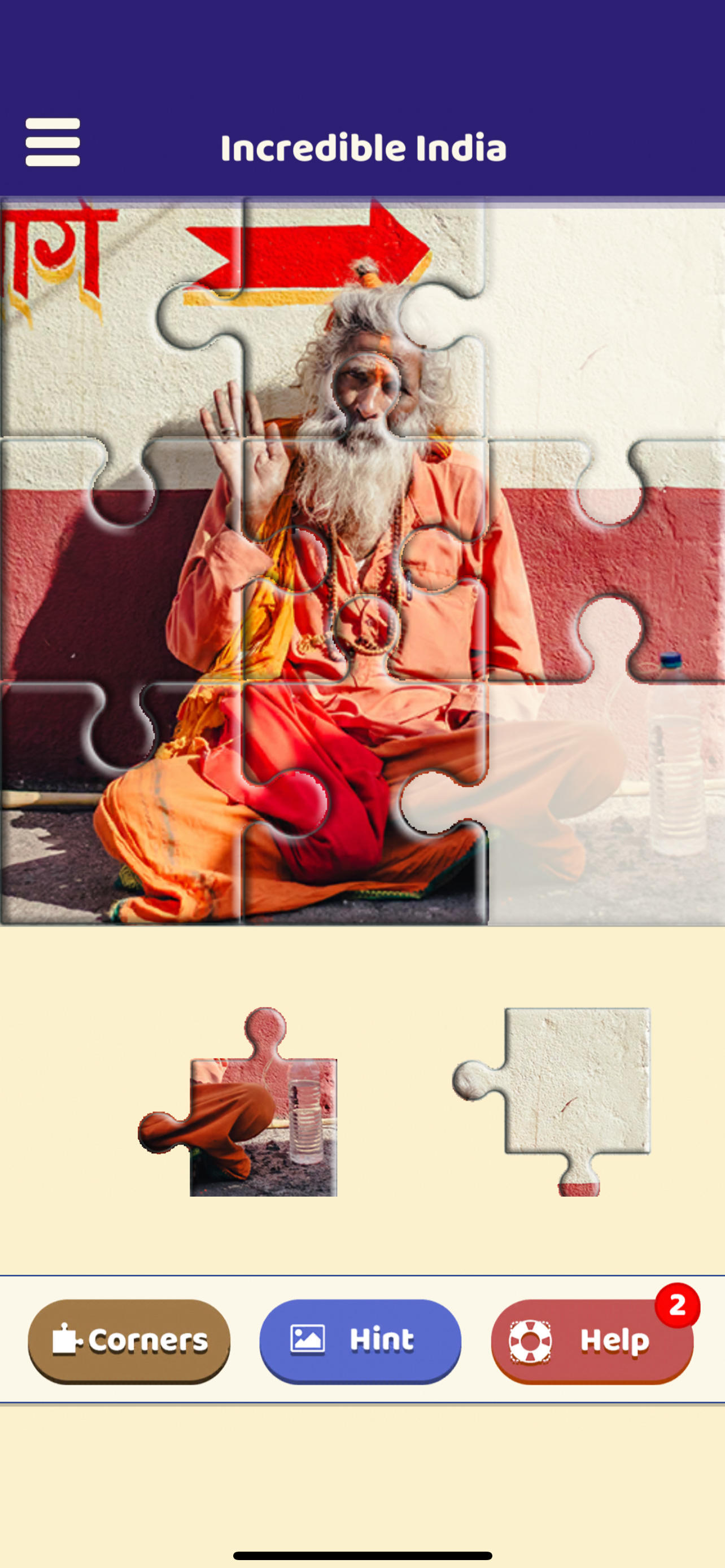 Captura de Tela do Jogo Incredible India Puzzle