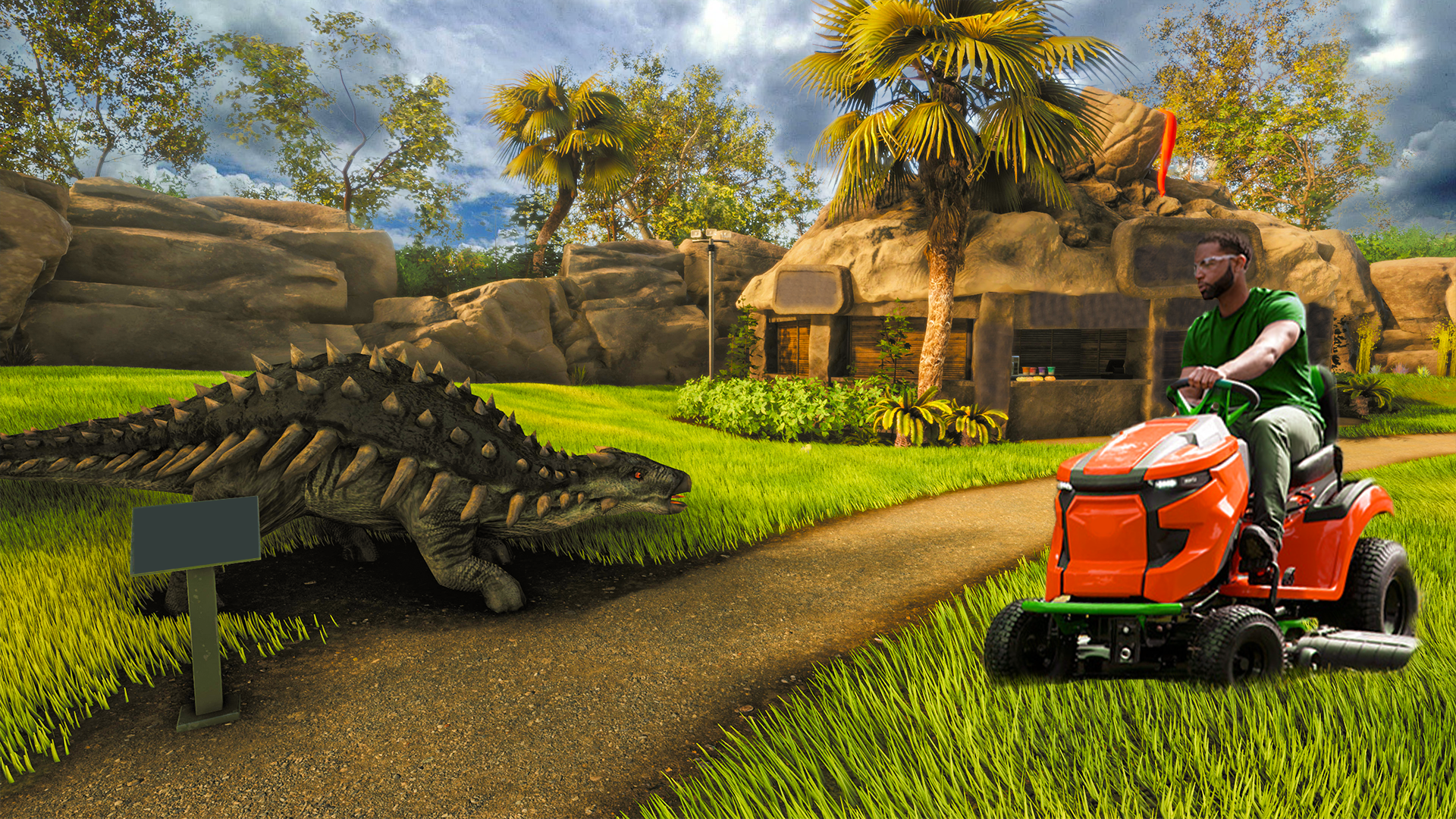 Mowing Simulator - Dino Safari Game Screenshot