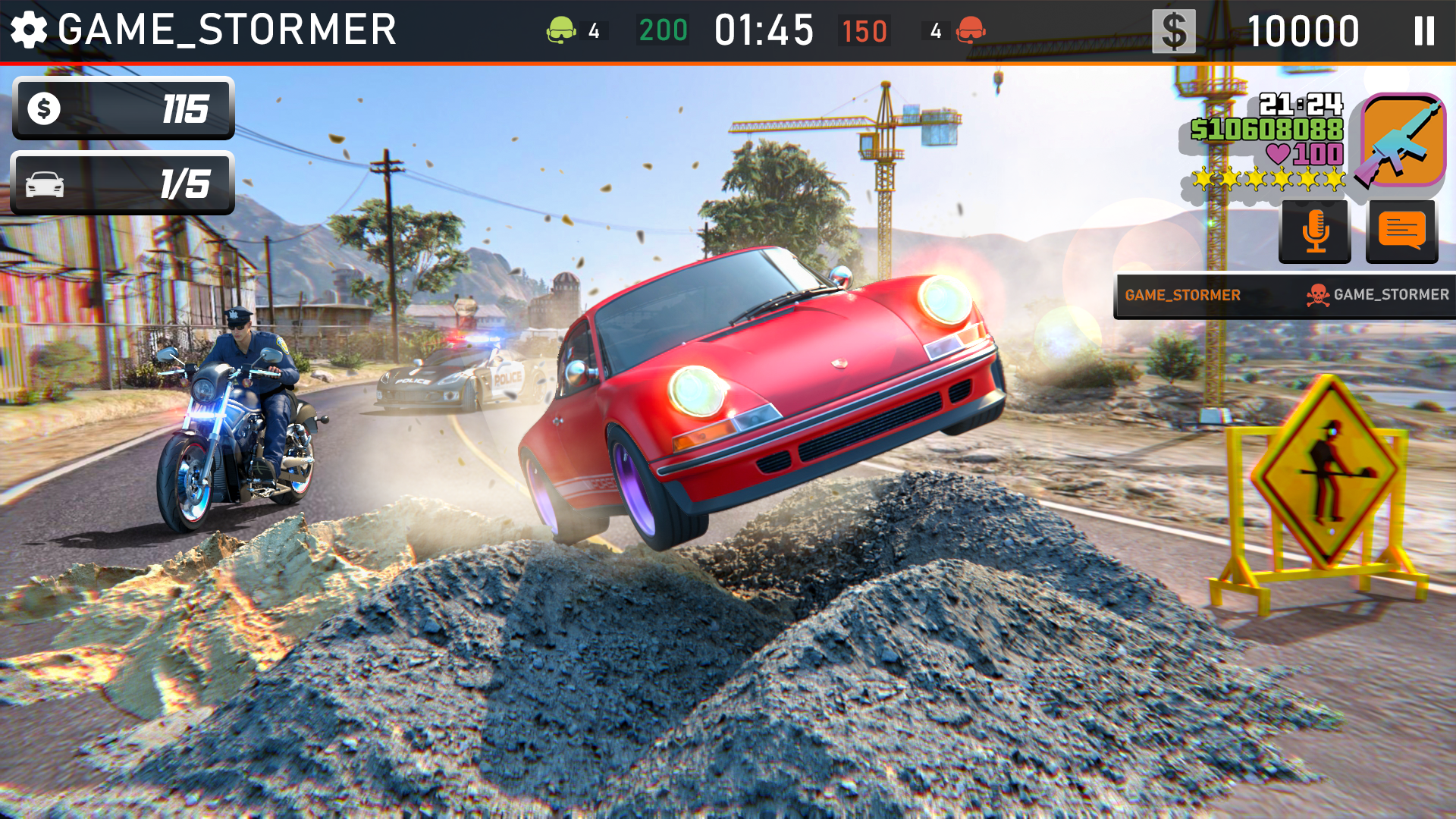 Cuplikan Layar Game Bike Chase 3D Police Car Games