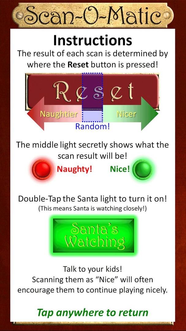 Screenshot of Santa Naughty or Nice ScanOMatic Scanner