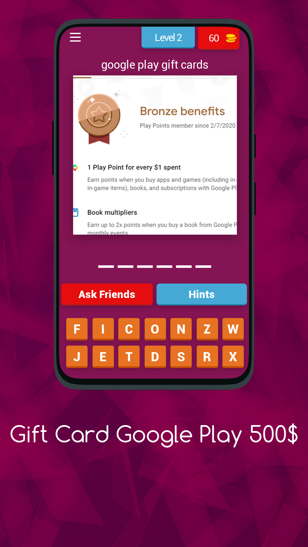 Screenshot of Google Play  dr500 Card Win