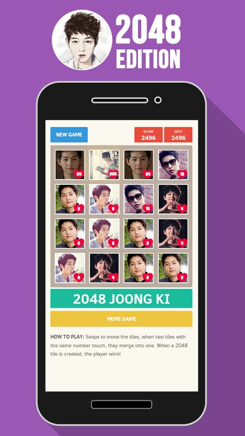 💘 2048 Song Joong Ki Game.遊戲截圖