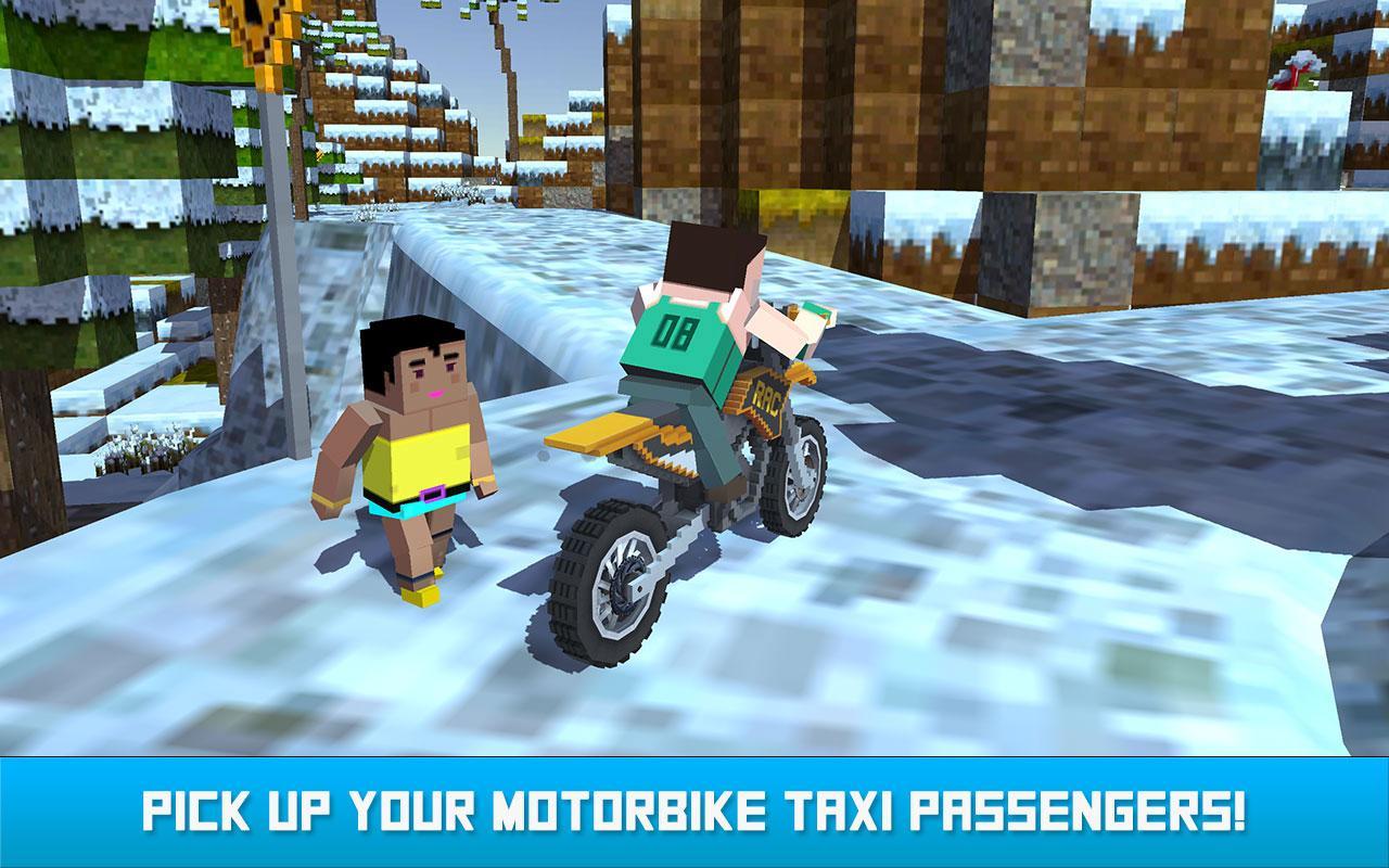 Blocky Moto Bike Winter Breeze Game Screenshot