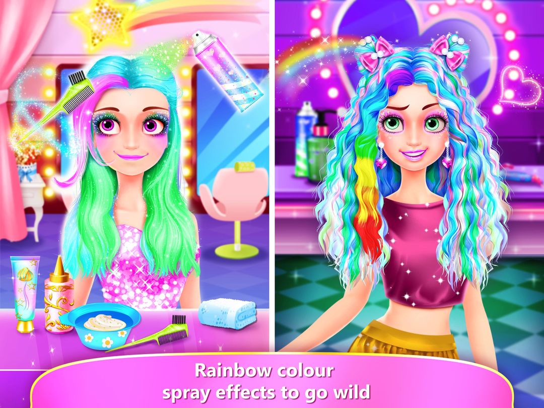 Rainbow Hair Salon - Dress Up 게임 스크린 샷