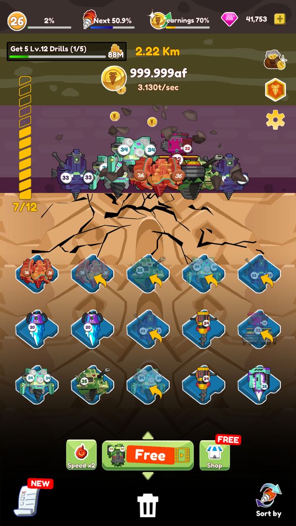 Screenshot of Merge Drills (Idle and Merge Game)