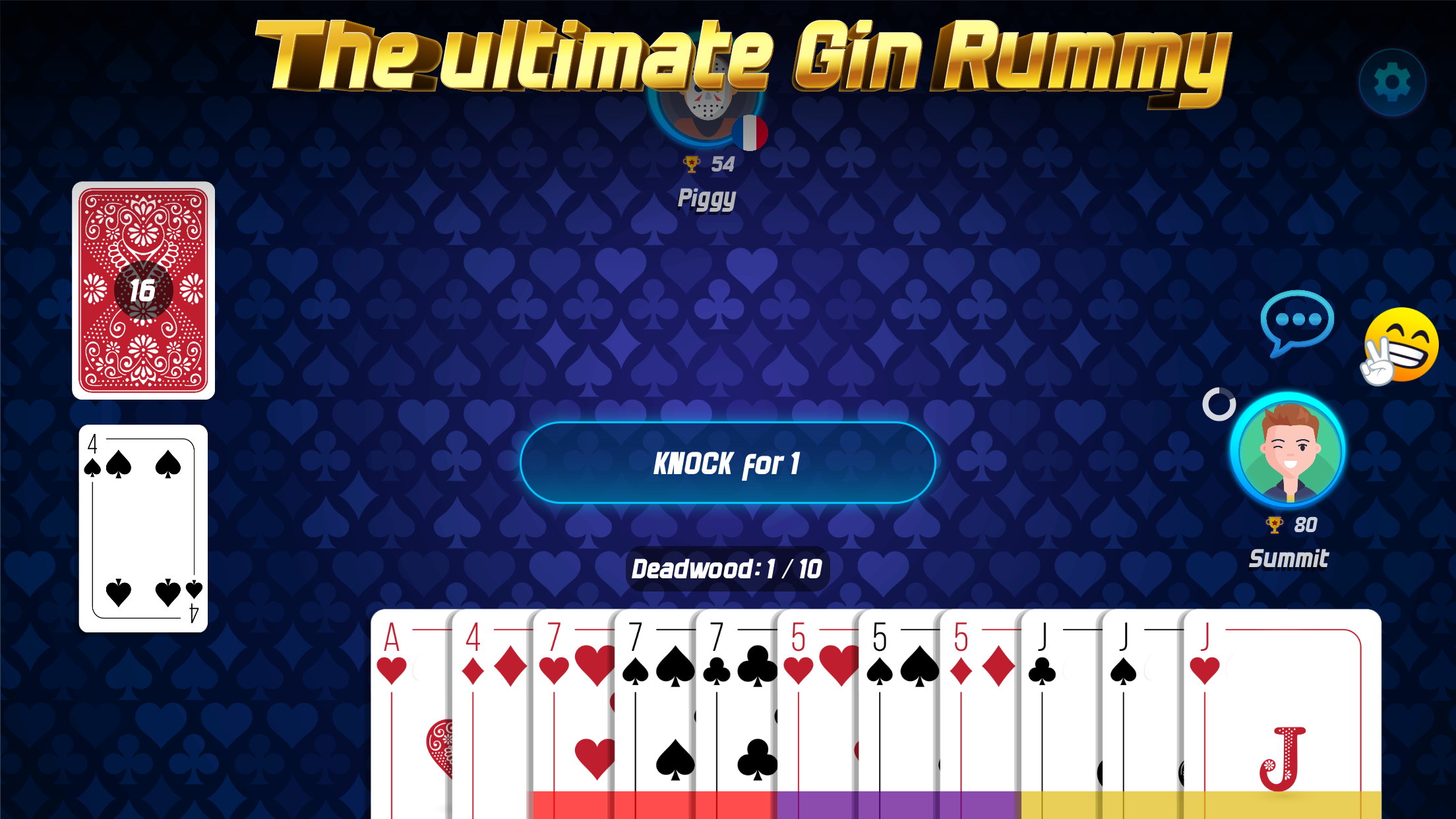 Screenshot of Gin Rummy Online