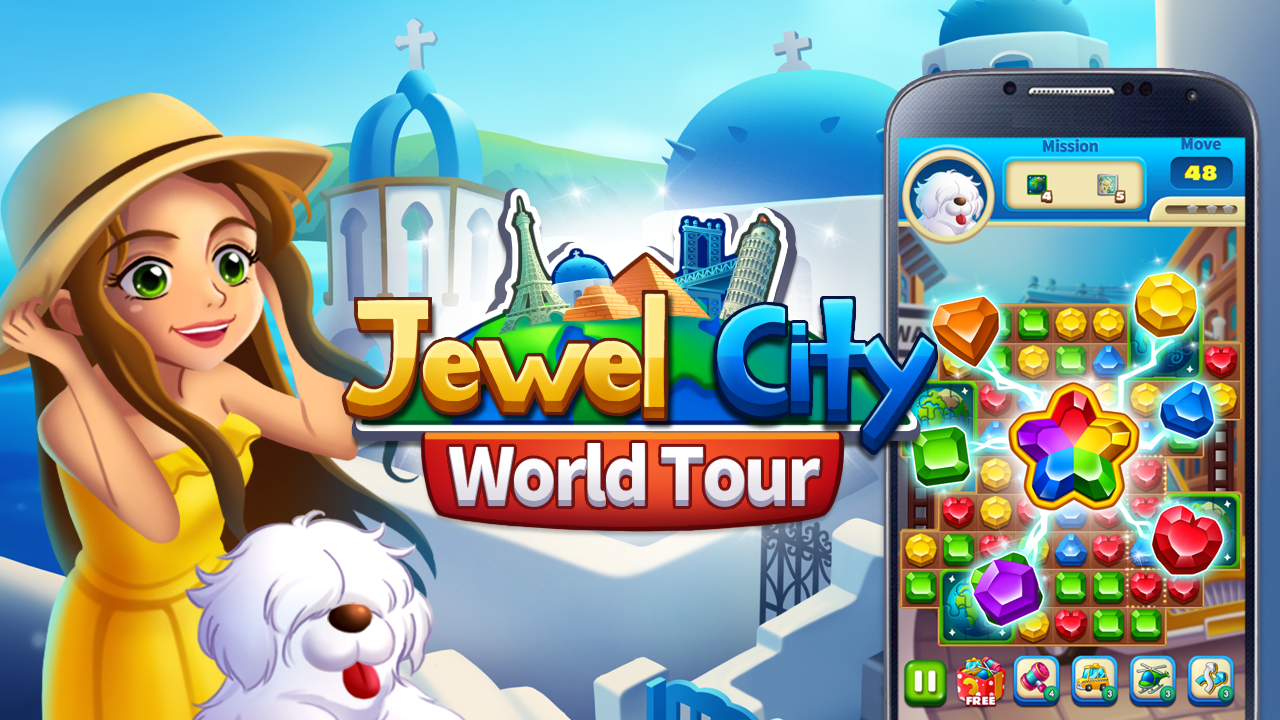 Screenshot 1 of Jewel City: Quebra-cabeça de Combinar 3 da Turnê Mundial 1.1.7