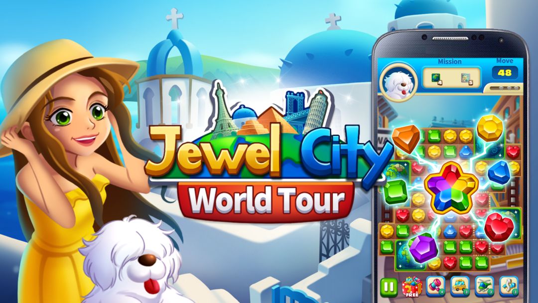 Jewel City : World Tour Match 3 Puzzle ภาพหน้าจอเกม