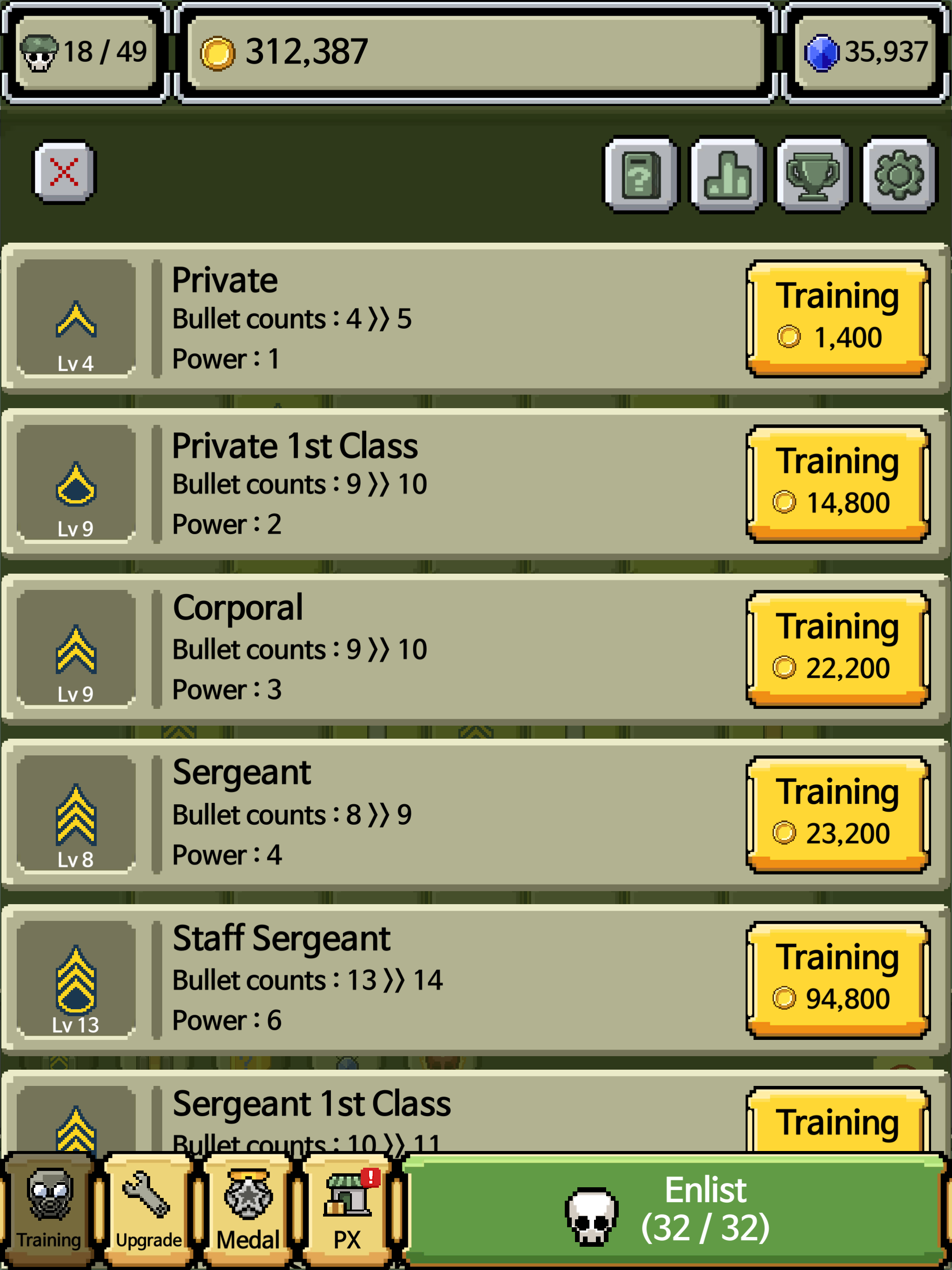 Raising Rank Insignia Game Screenshot