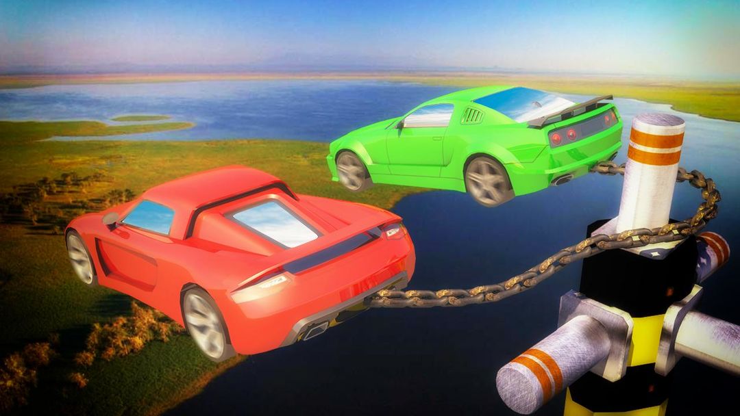 Chained Cars against Bollard screenshot game