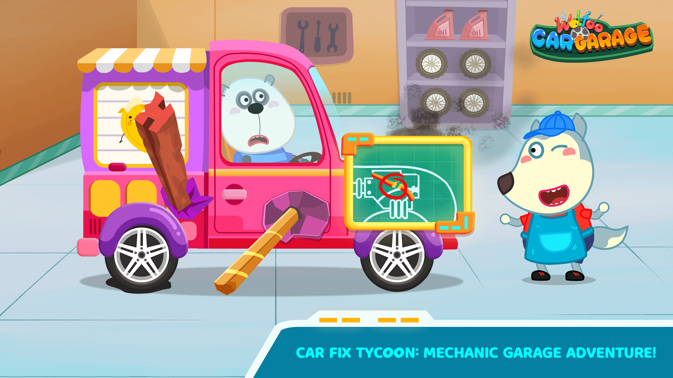 Wolfoo Car Garage Fix & Repair Game Screenshot