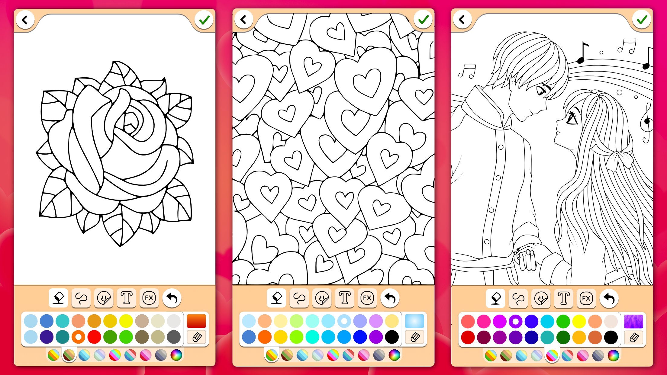 Valentines love coloring book Game Screenshot