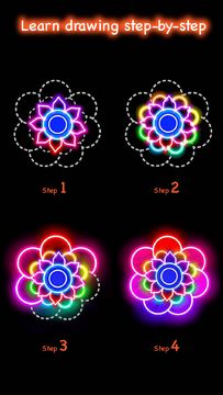 Learn To Draw Glow Flower Game Screenshot