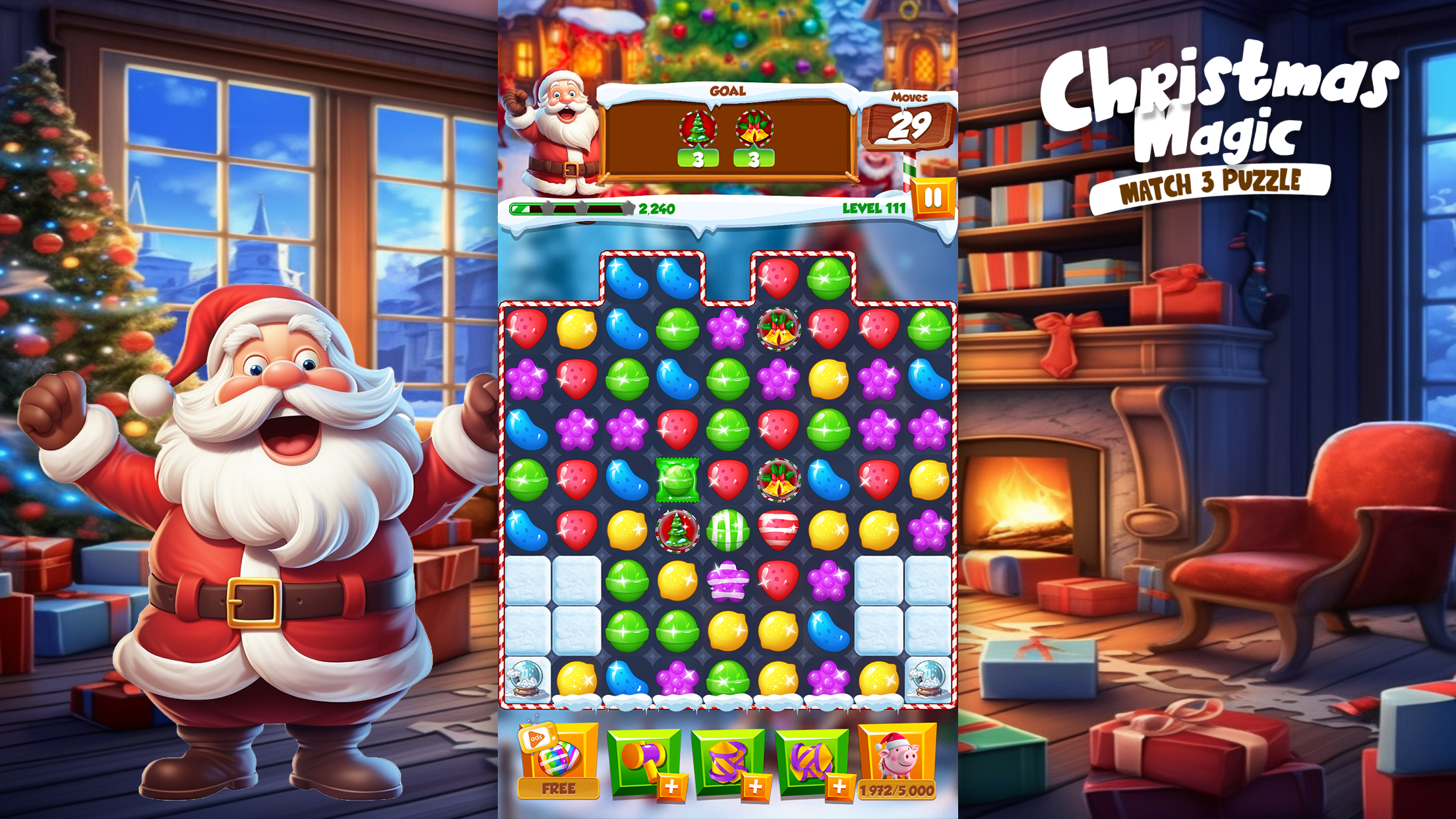 Christmas Magic: Match 3 Game Game Screenshot