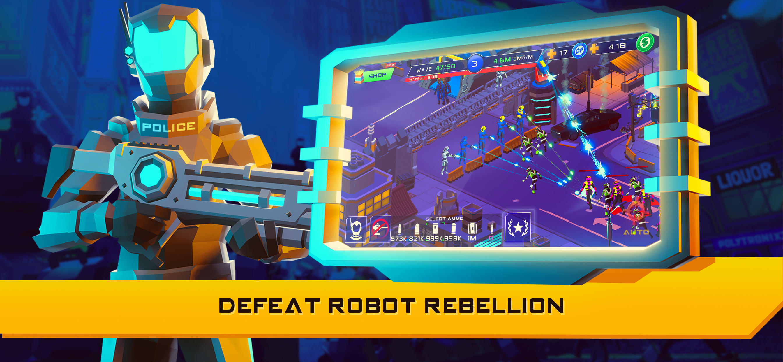 Screenshot 1 of Cyber ​​Robot Defense - ឧកញ៉ាអសកម្ម 