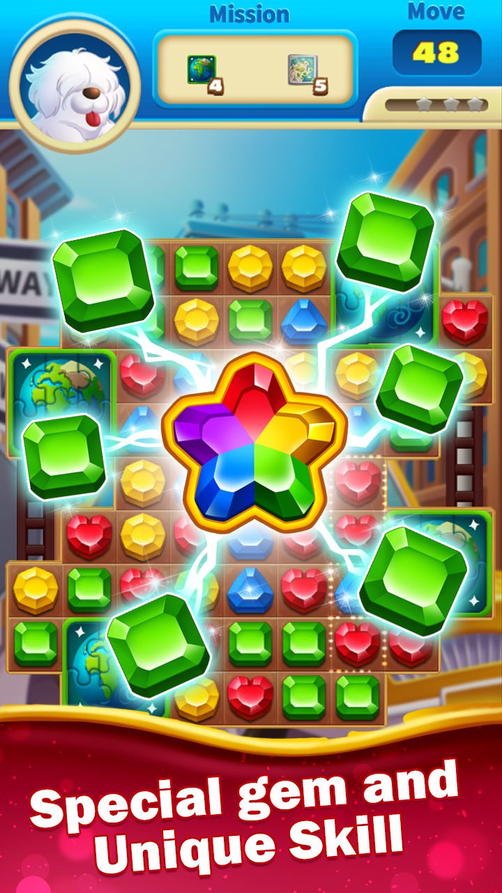 Скриншот игры Jewel City : World Tour Match 3 Puzzle