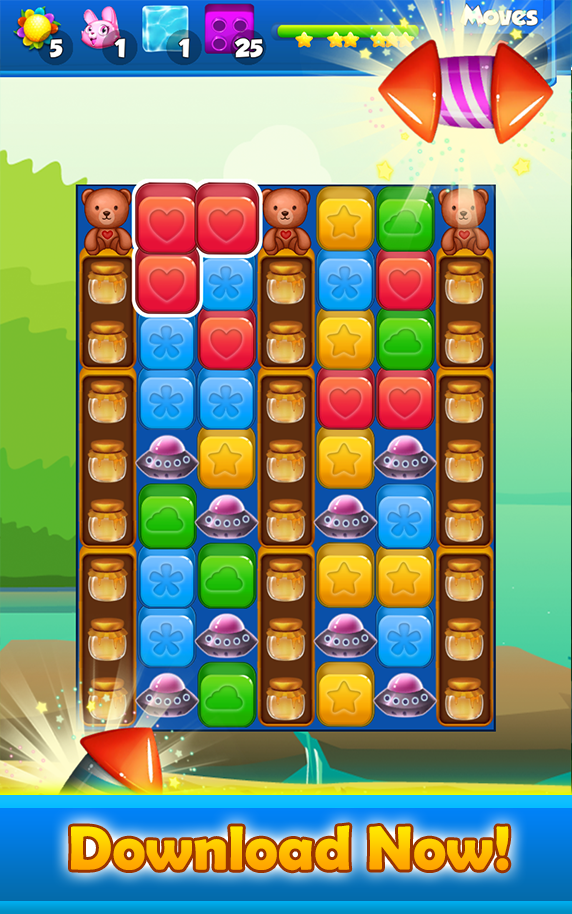 Jelly Crush - Toon Cube Match 게임 스크린 샷