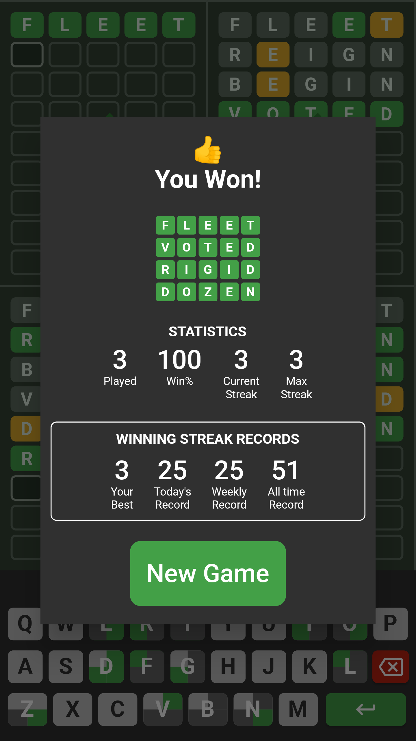 Quad Wordles Quordle Game Screenshot