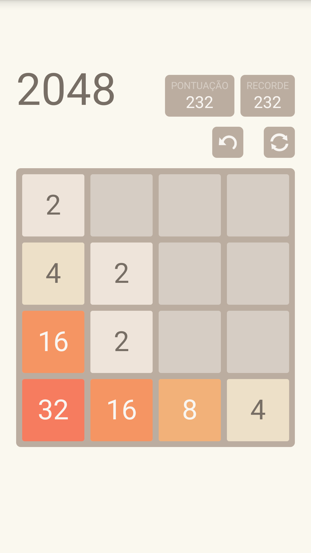 Captura de Tela do Jogo 2048