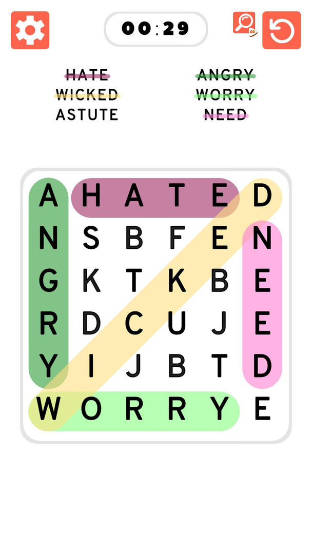 Word Search Games in english screenshot game