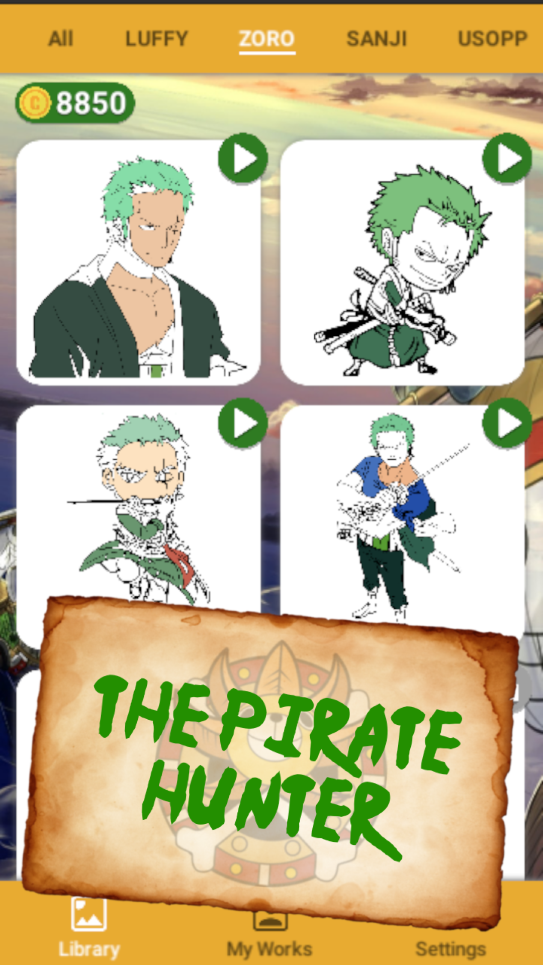 OP Pirates Coloring by Number Game Screenshot